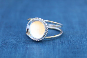 Roped Bezel Sterling Silver Double Band Ring blank