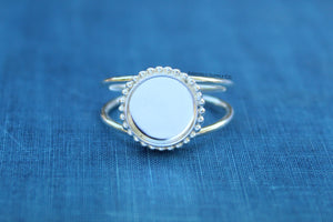 Beaded Bezel Sterling Silver Double Band Ring blank