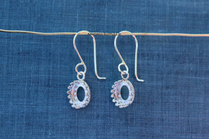Silver Crown Oval Bezel Cup French Wire Earring Blanks