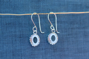 Silver Crown Oval Bezel Cup French Wire Earring Blanks