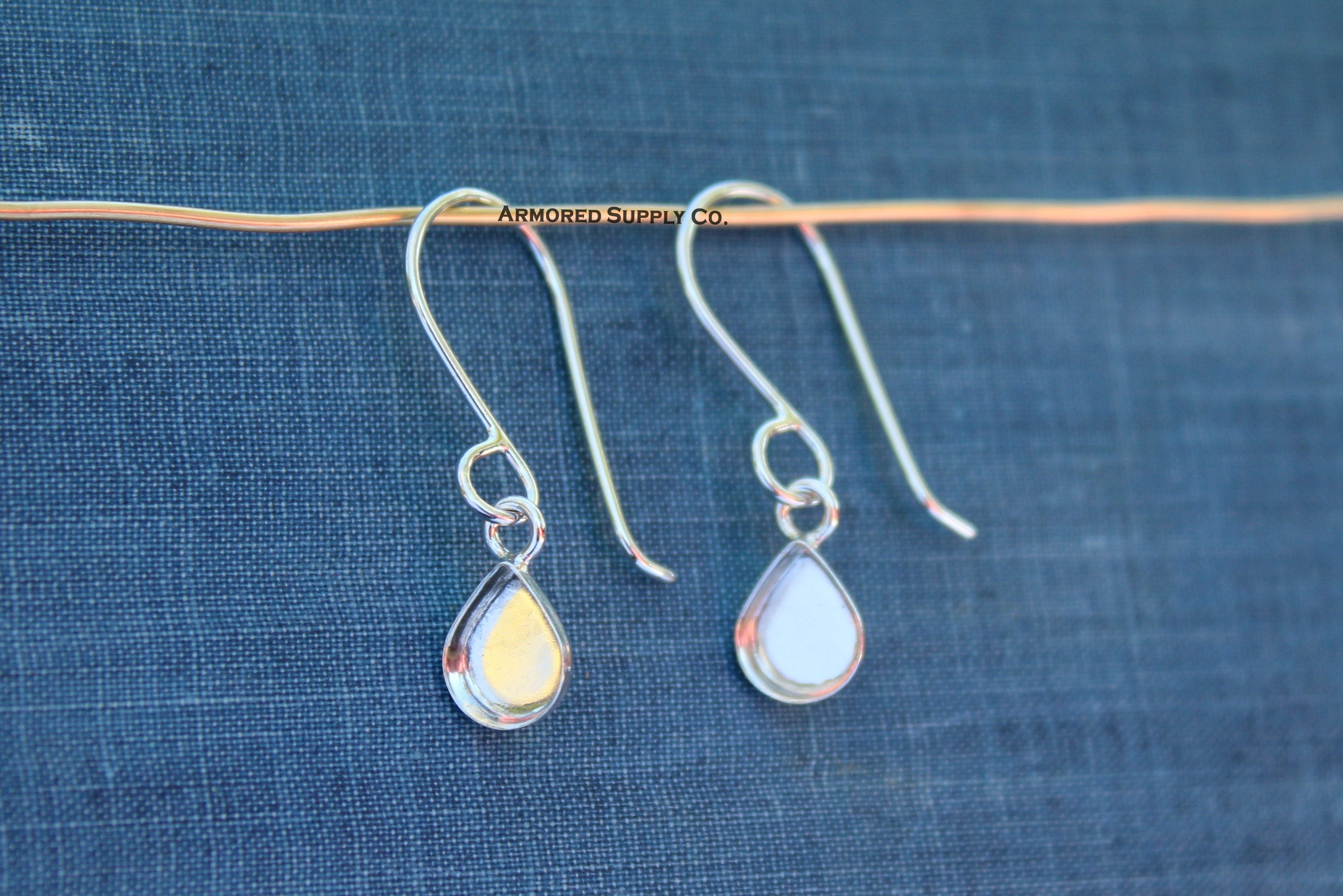 Pear Plain Bezel Cup French Wire Earring Blanks