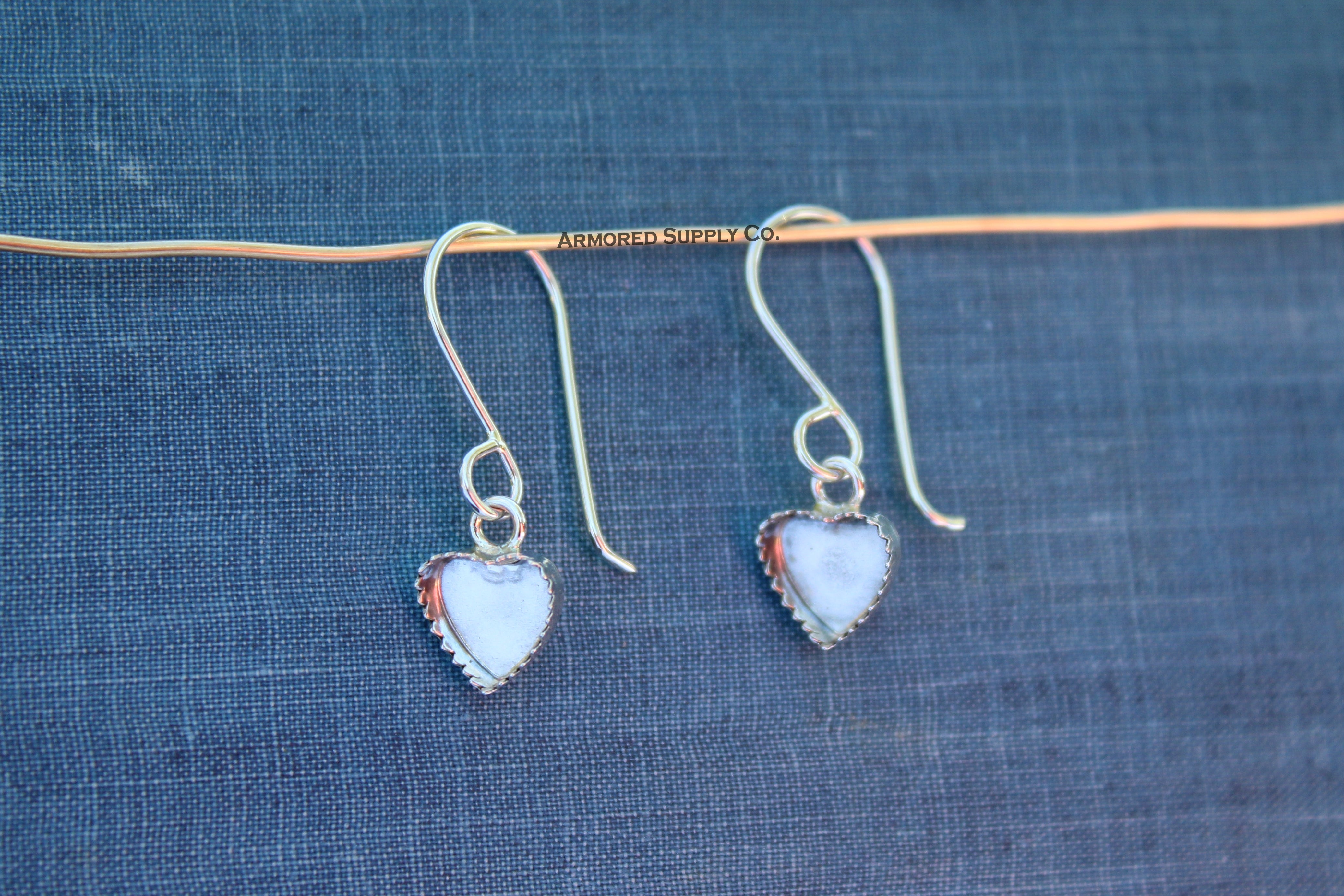 Heart Serrated Bezel Cup French Wire Earring Blanks