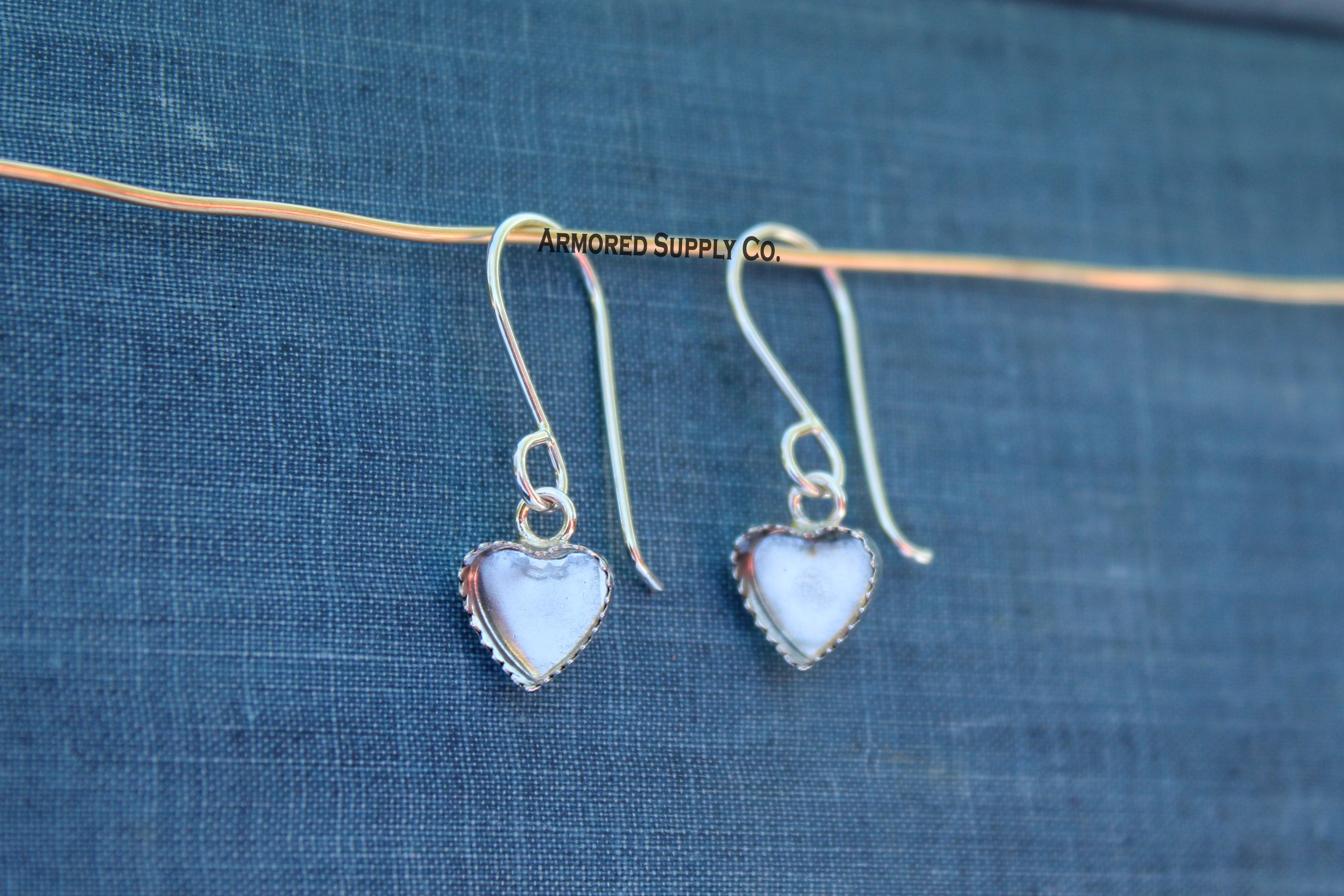 Heart Serrated Bezel Cup French Wire Earring Blanks