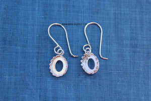 Silver Crown Oval Bezel Cup French Wire Earring Blanks