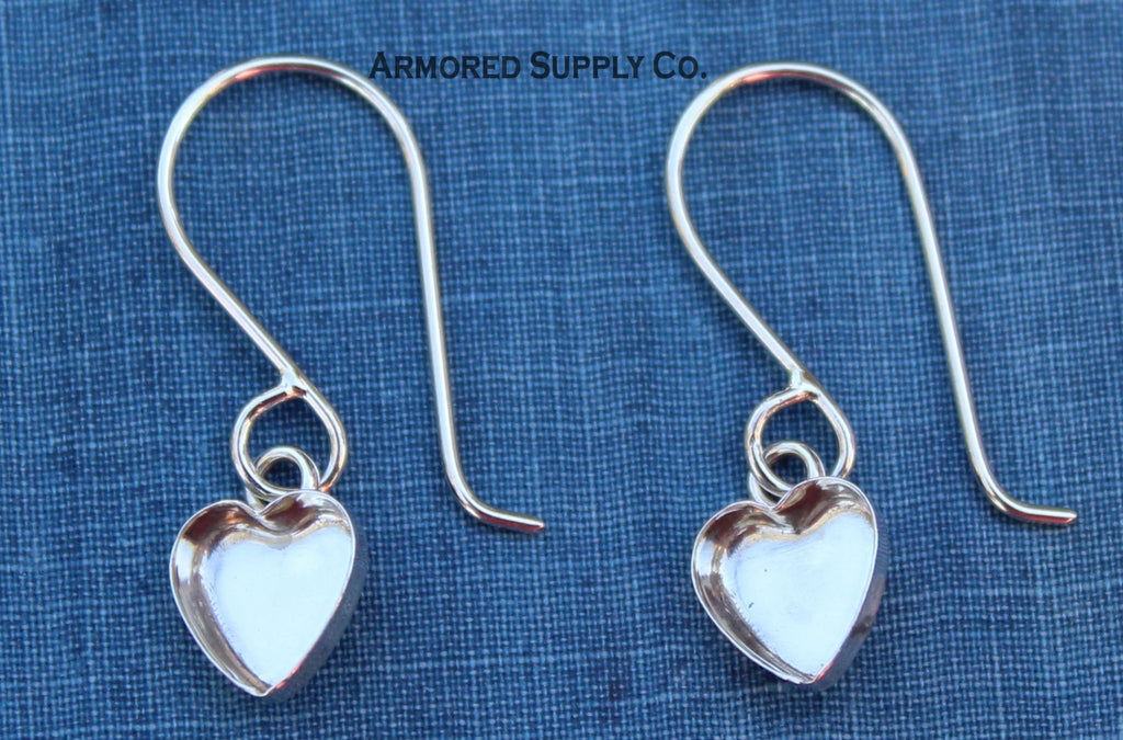 Heart Plain Bezel Cup French Wire Earring Blanks