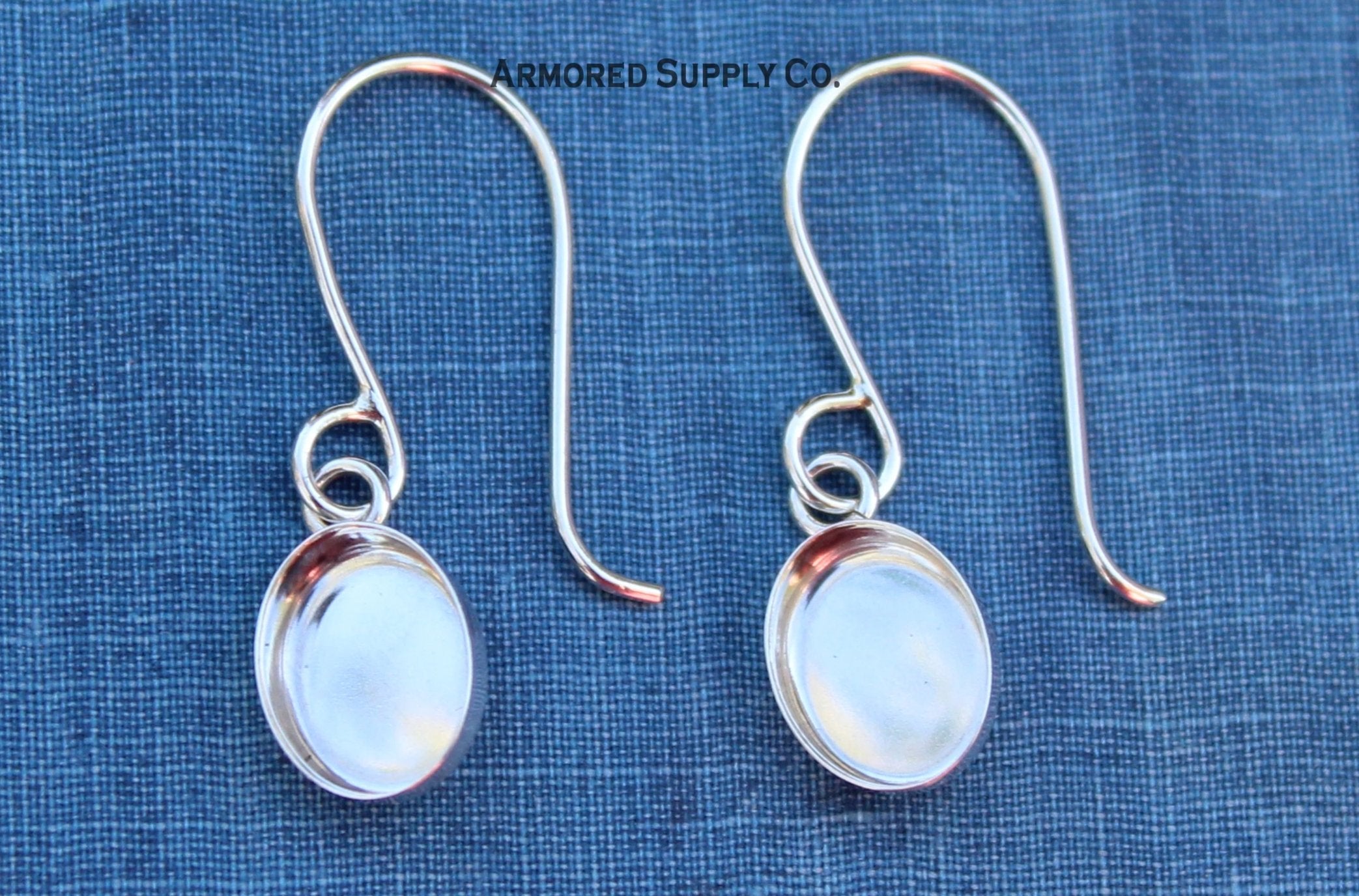 Oval Plain Bezel Cup French Wire Earring Blanks