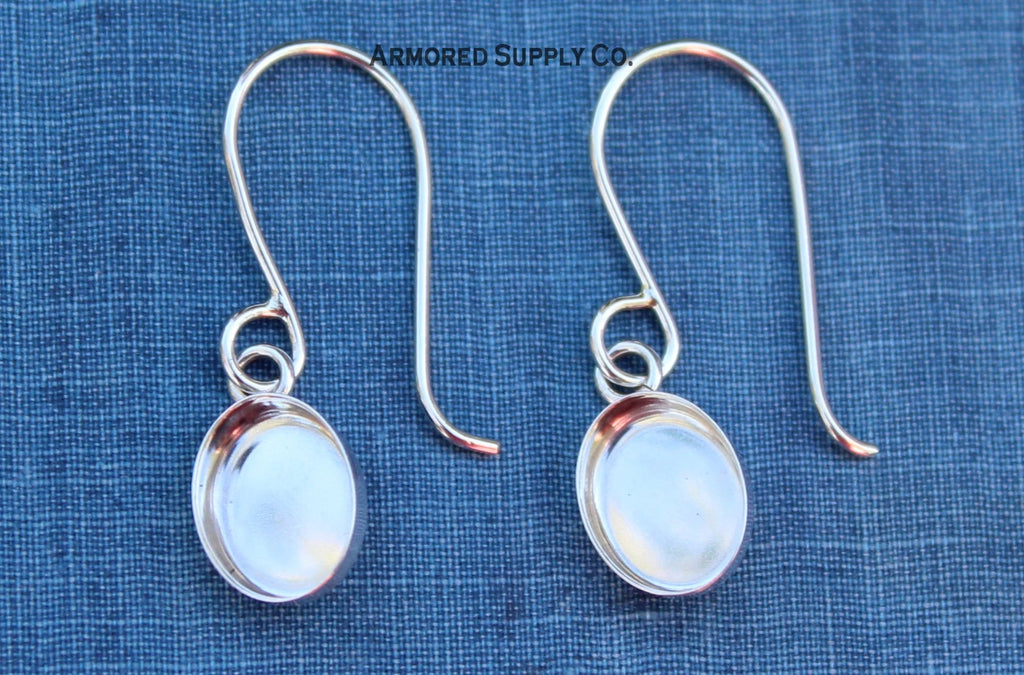 Oval Plain Bezel Cup French Wire Earring Blanks