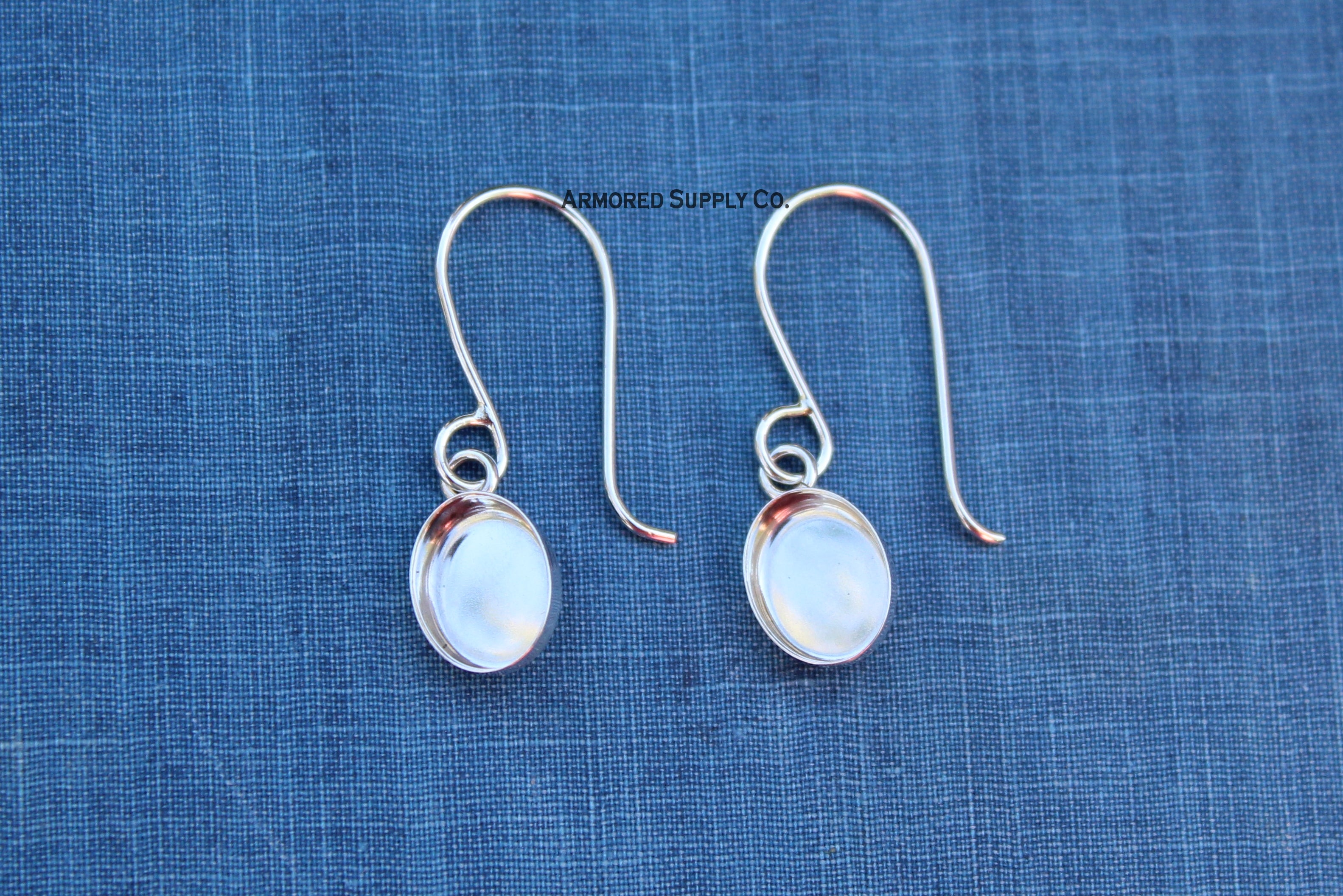 Oval Plain Bezel Cup French Wire Earring Blanks