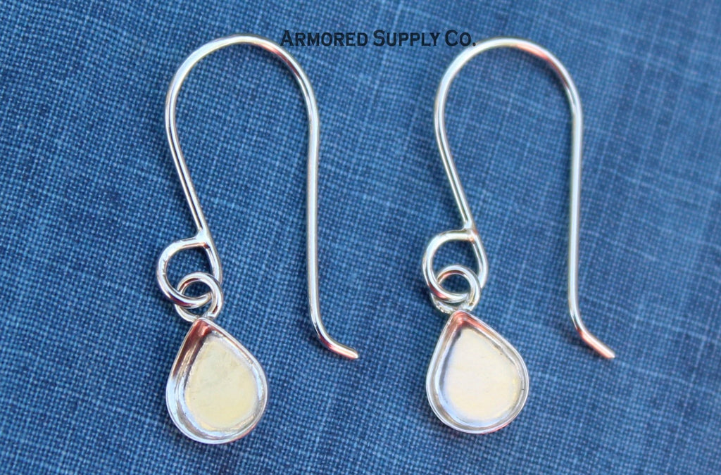 Pear Plain Bezel Cup French Wire Earring Blanks