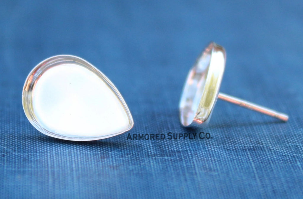 Plain Pear Bezel Stud Earring Blanks