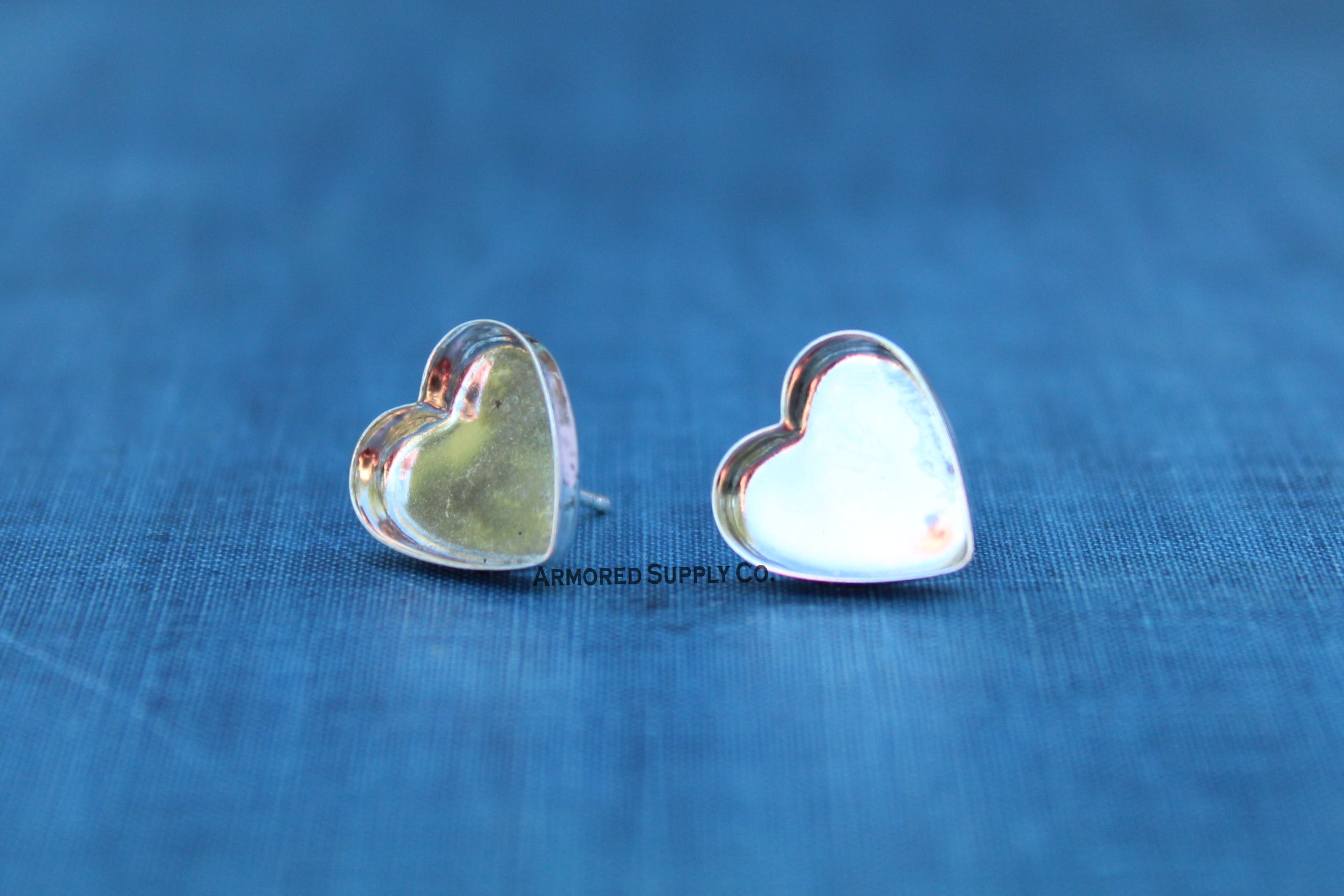 Stainless Steel Love Heart Drop Round Ear Studs Blank For - Temu