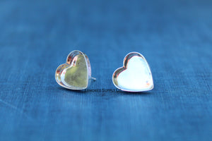 Heart Plain Bezel Stud Earring Blanks