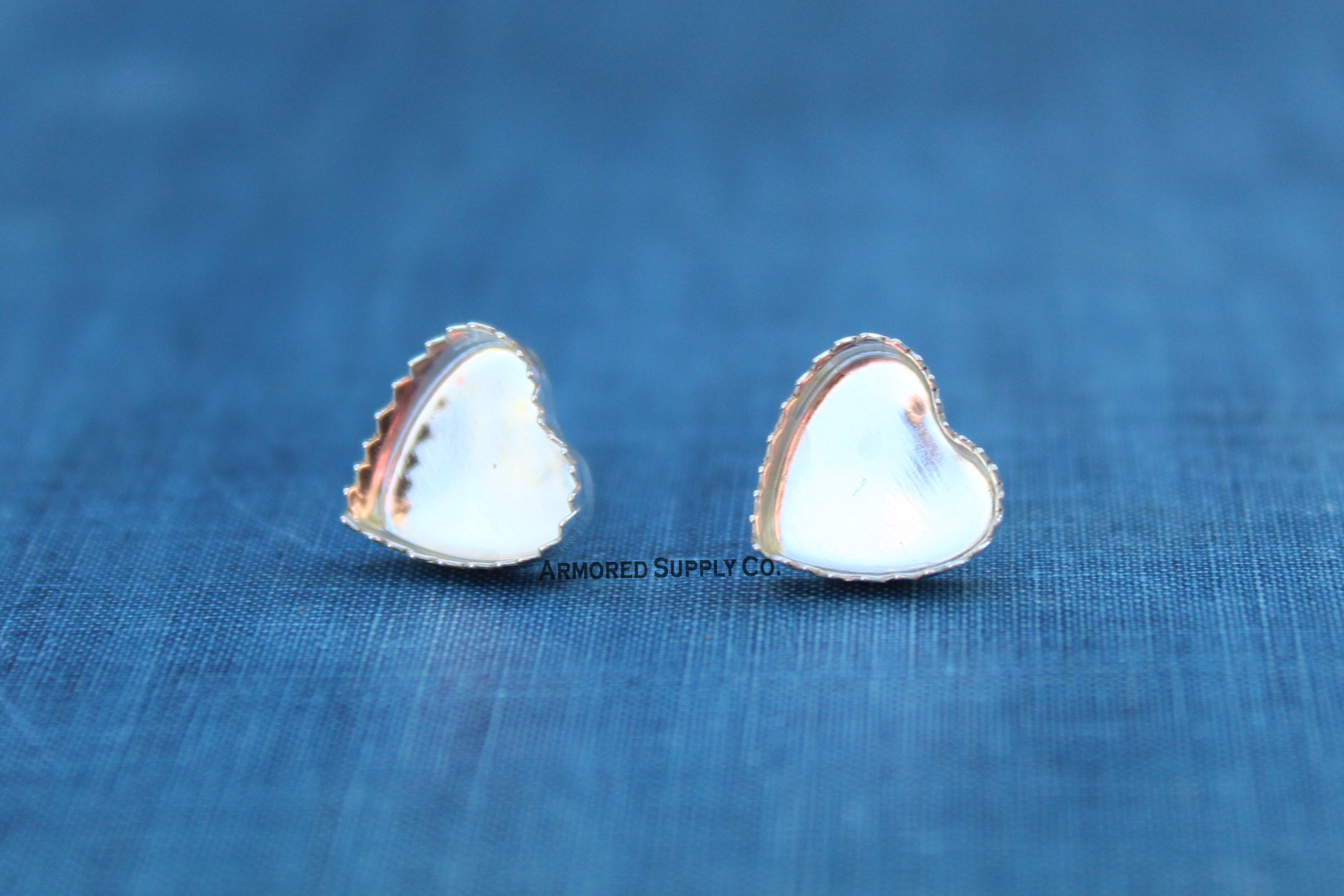Heart Serrated Bezel Stud Earring Blanks