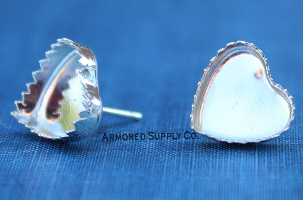Heart Serrated Bezel Stud Earring Blanks