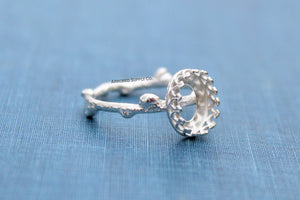 Tree Branch Twig Ring Band Crown Oval Bezel Ring blank Silver