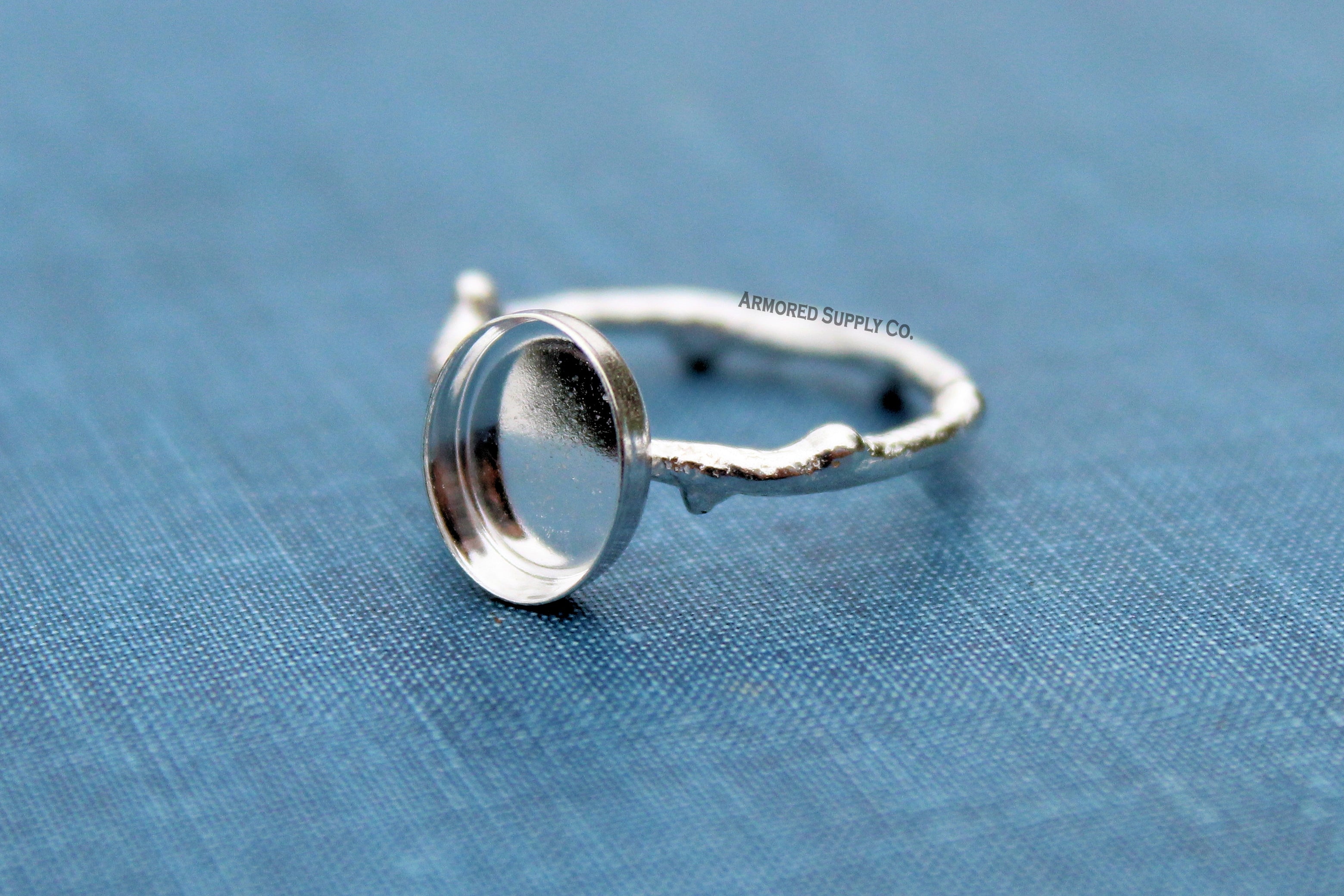 Tree Branch Twig Ring Band Plain Oval Bezel Ring blank Silver