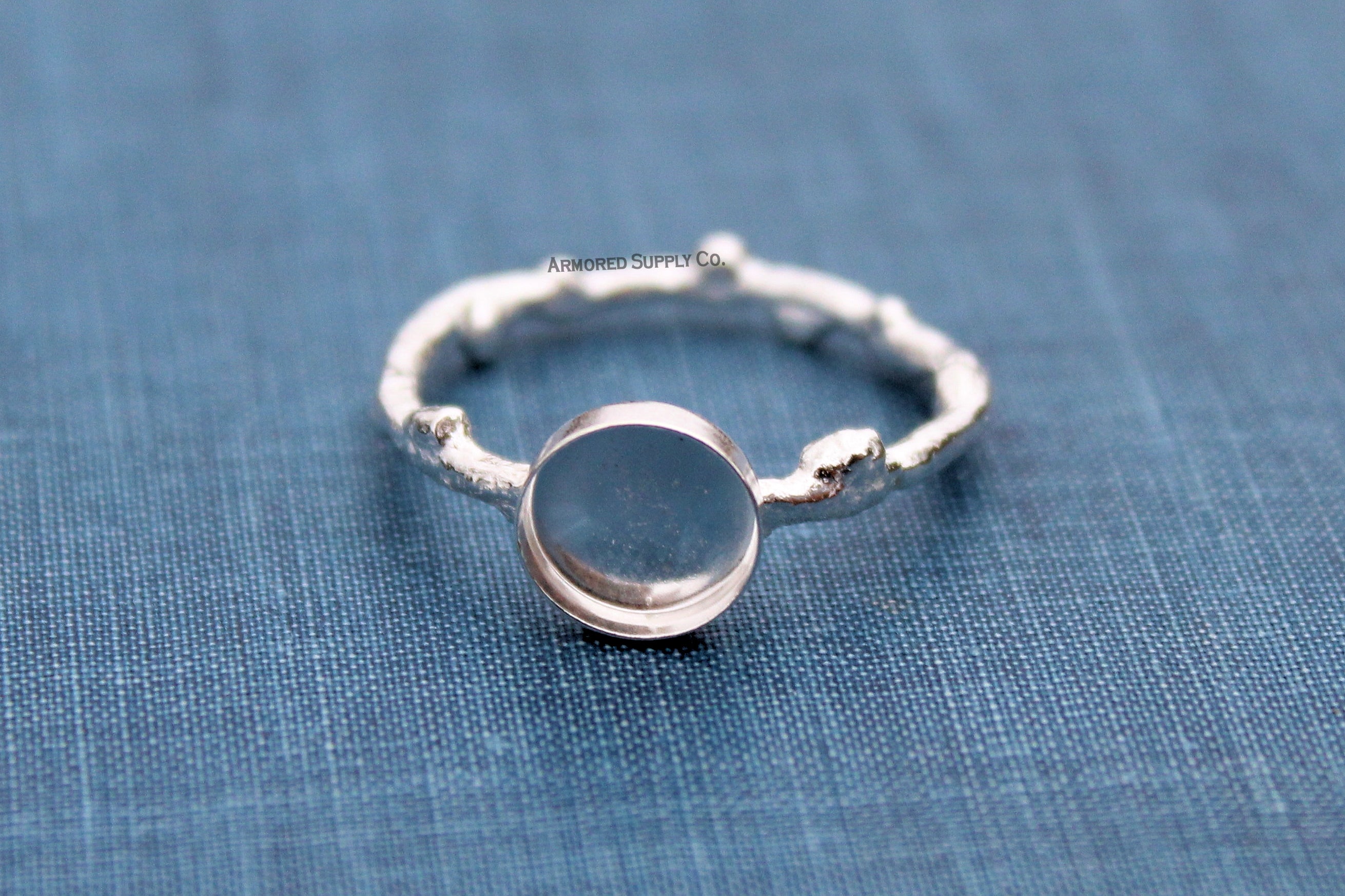 Tree Branch Twig Ring Band Plain Round Bezel Ring blank Silver