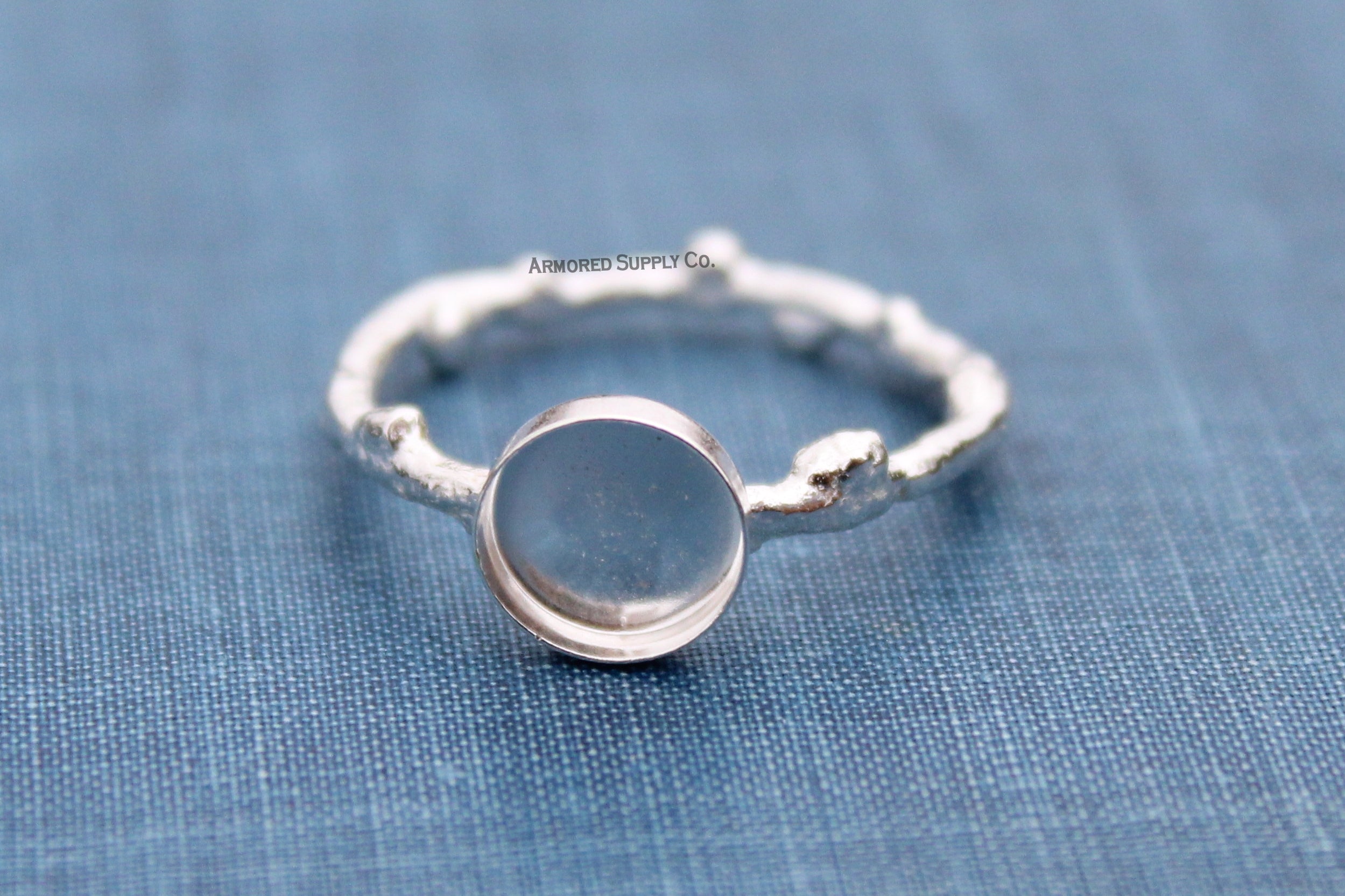 Tree Branch Twig Ring Band Plain Round Bezel Ring blank Silver