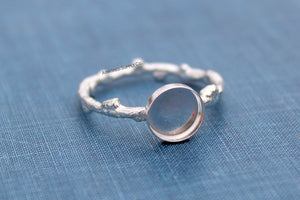Tree Branch Twig Ring Band Plain Round Bezel Ring blank Silver