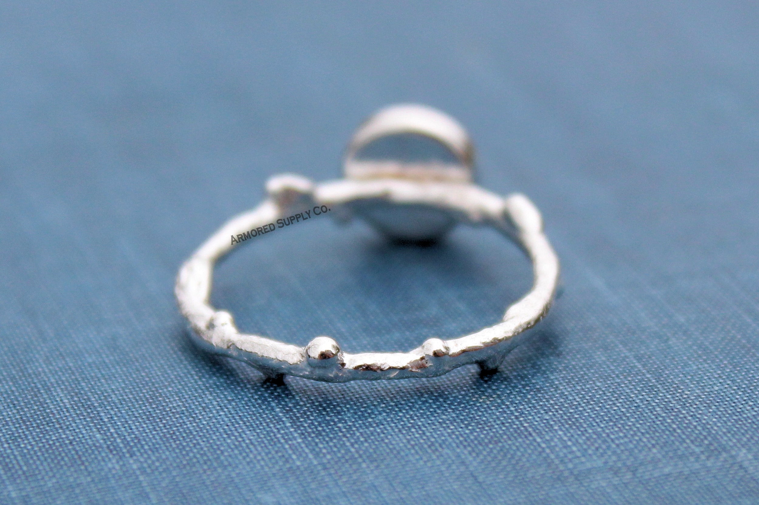 Tree Branch Twig Ring Band Plain Round Bezel Ring blank Silver