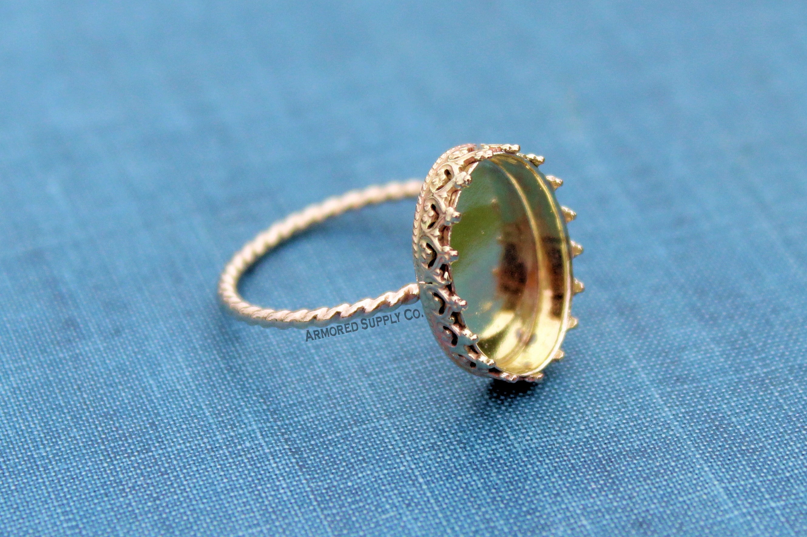 Gold Filled ROPE 10x8mm Crown Oval Bezel Ring blank