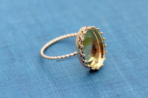 Gold Filled ROPE 10x8mm Crown Oval Bezel Ring blank