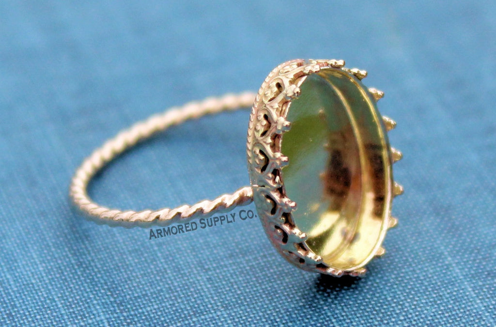 Gold Filled ROPE 10mm Crown Bezel Cup Ring blank