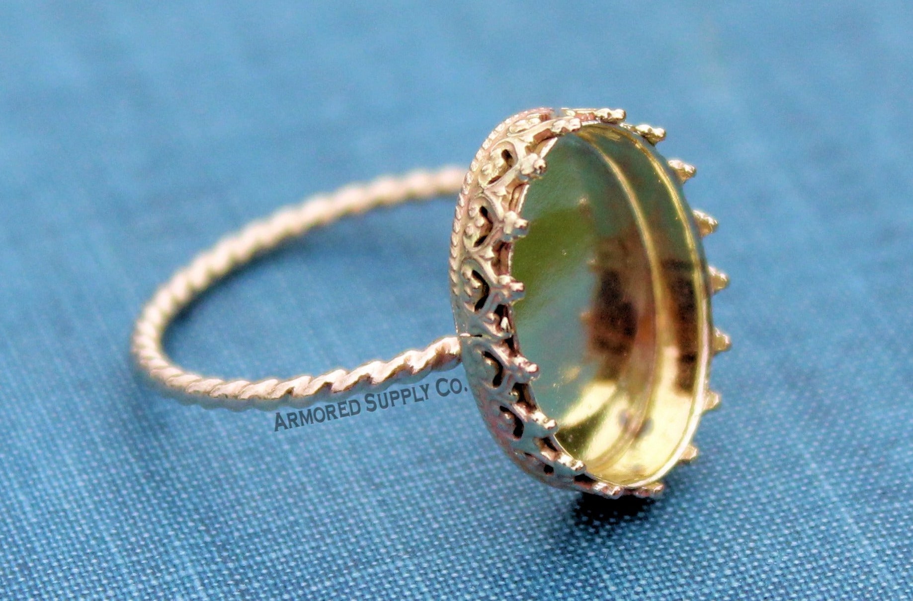 Gold Filled ROPE 12mm Crown Bezel Cup Ring blank