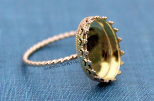 Gold Filled ROPE 12x10mm Crown Oval Bezel Ring blank