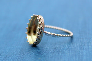 Gold Filled ROPE 12x10mm Crown Oval Bezel Ring blank