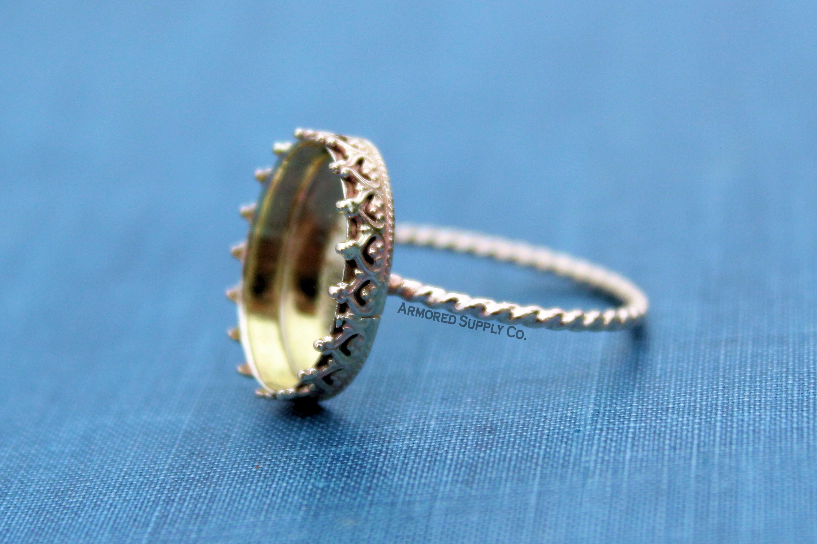 Gold Filled ROPE 10x8mm Crown Oval Bezel Ring blank