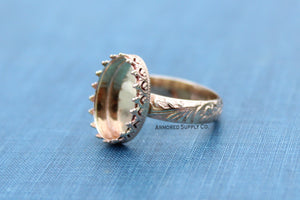 Floral Gold Filled Crown Oval Bezel Ring blank