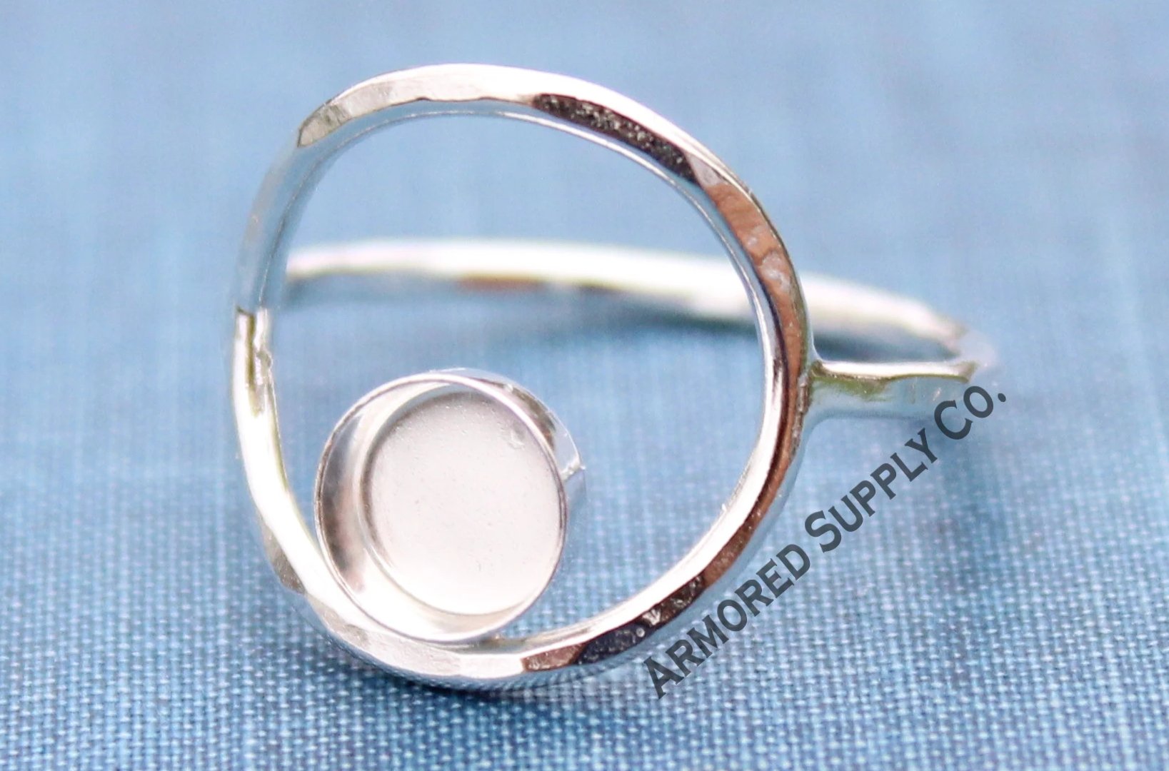 Silver Karma Full Moon Bezel Cup Ring blank