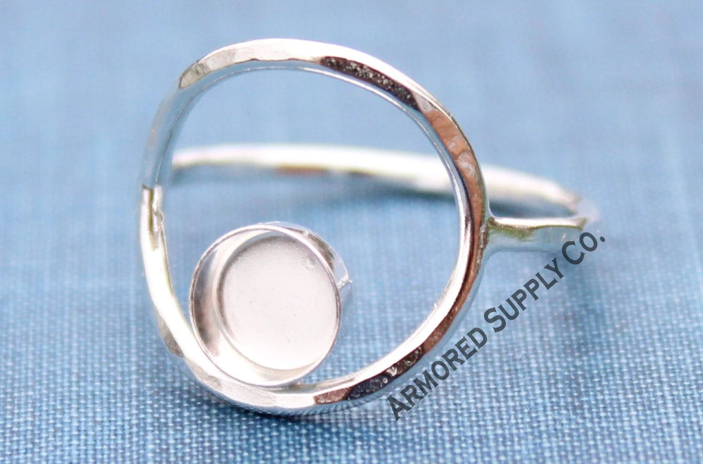 Silver Karma Full Moon Bezel Cup Ring blank