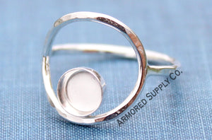 Silver Karma Full Moon Bezel Cup Ring blank