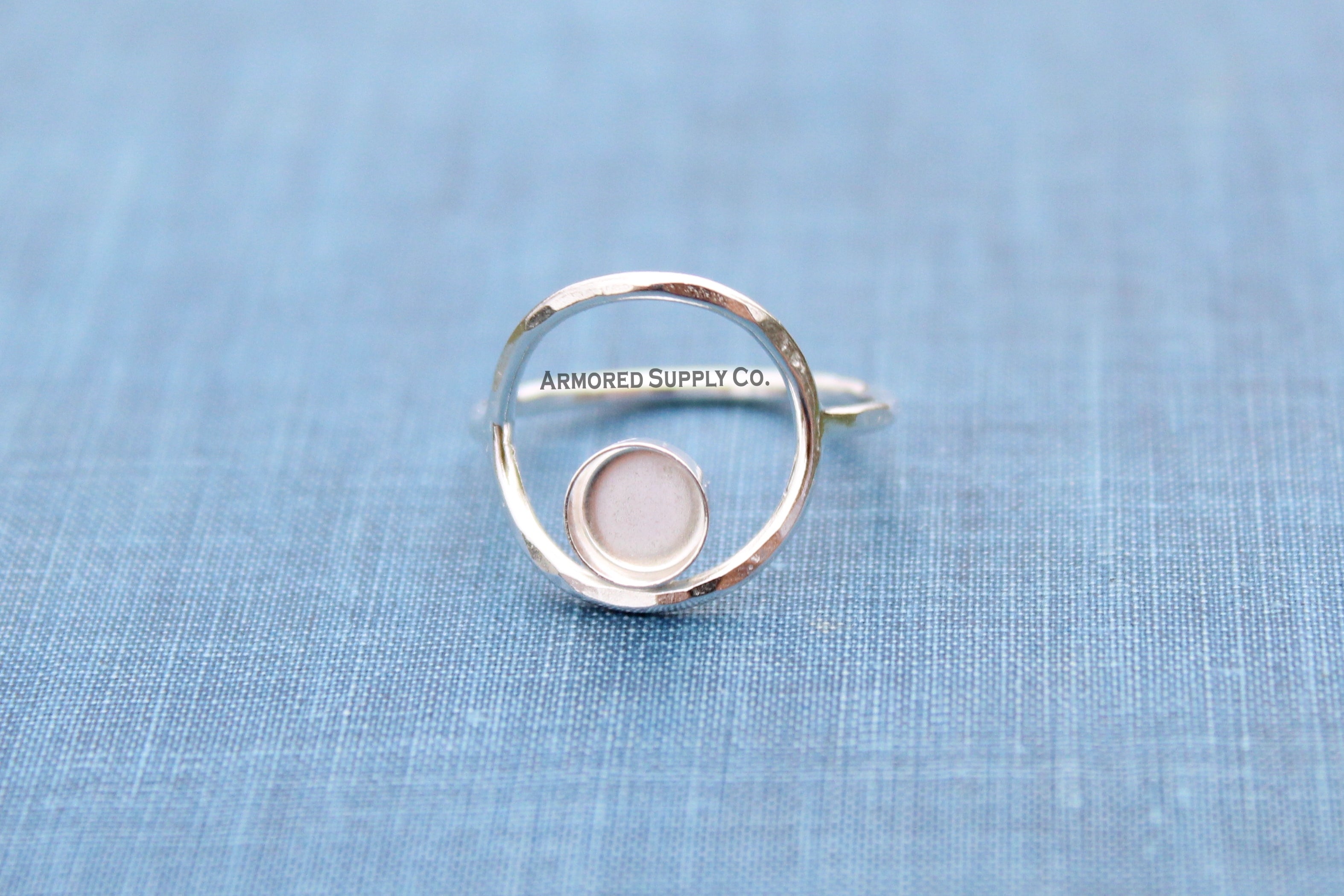 Silver Karma Full Moon Bezel Cup Ring blank