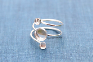Spiral Ring Triple Bezel Ring Blank Silver