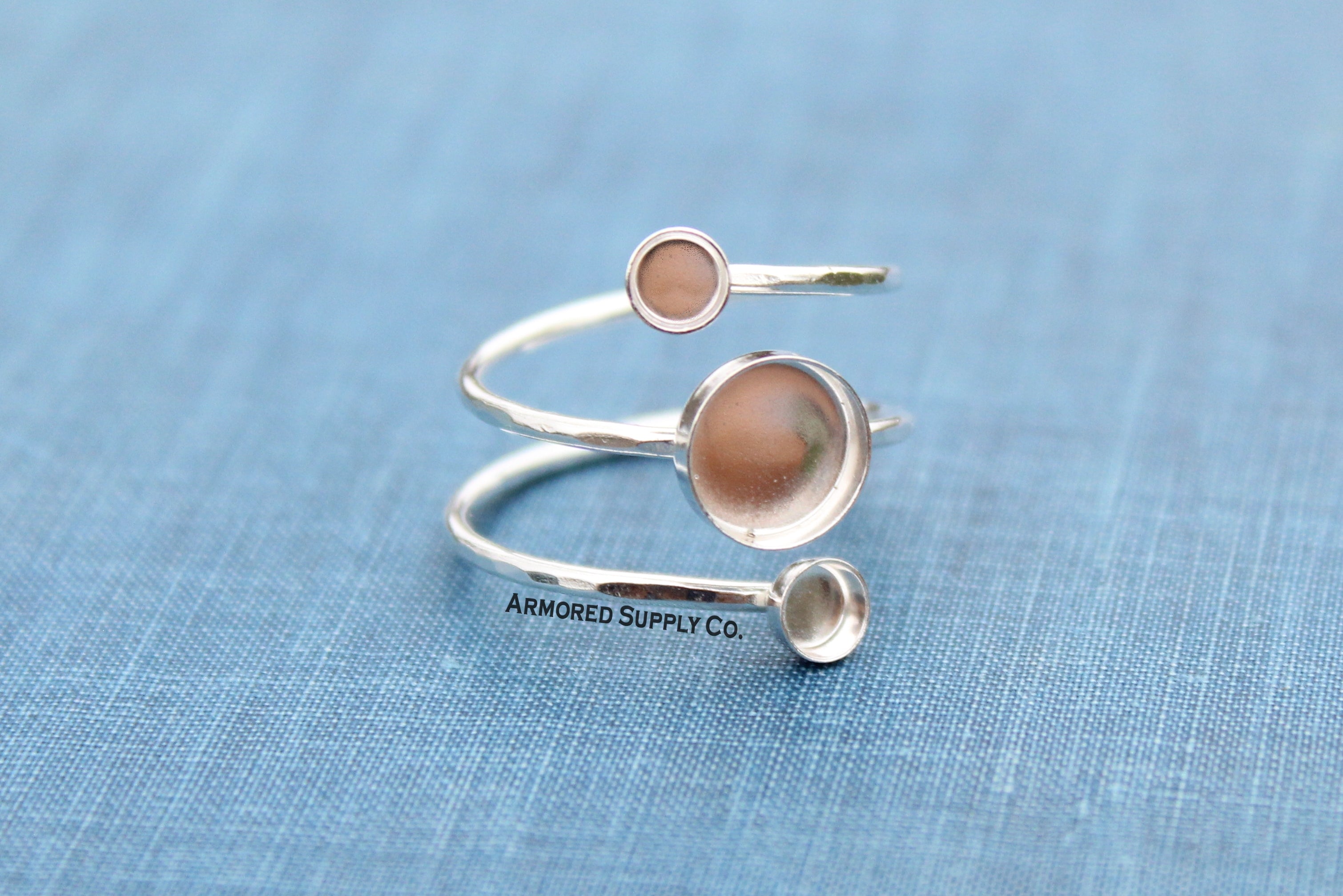 Spiral Ring Triple Bezel Ring Blank Silver