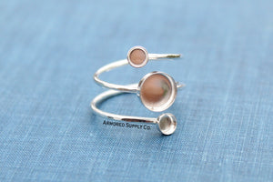 Spiral Ring Triple Bezel Ring Blank Silver