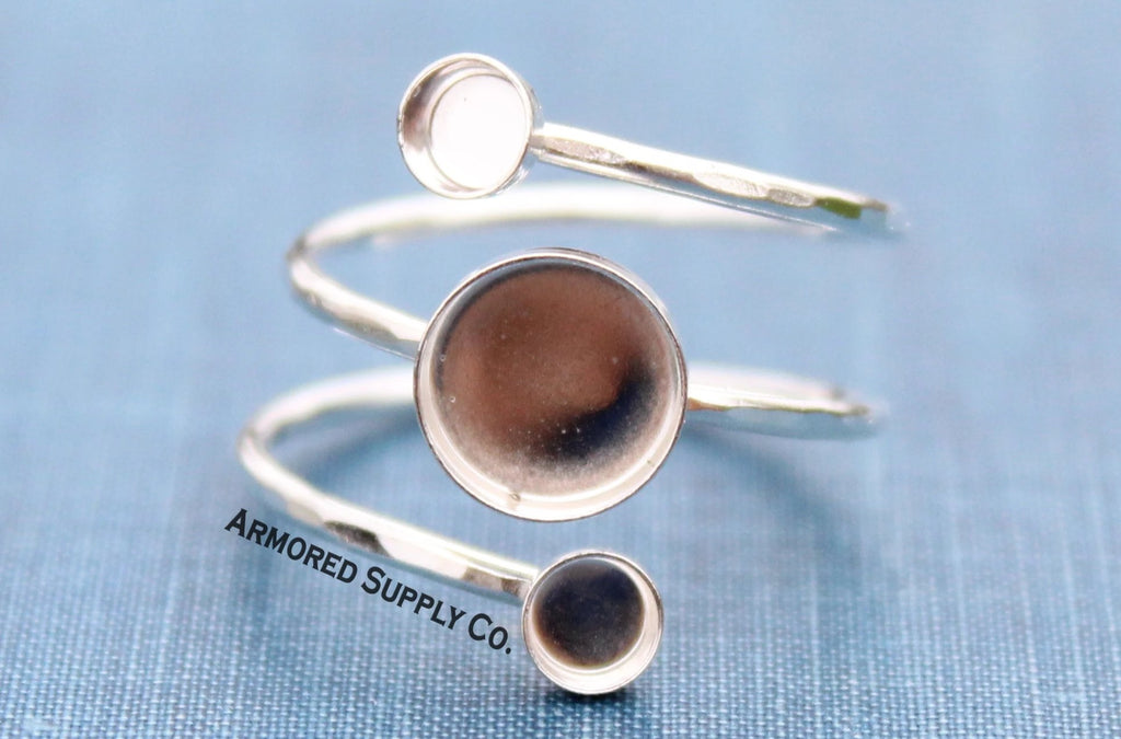 Spiral Ring Triple Bezel Ring Blank Silver