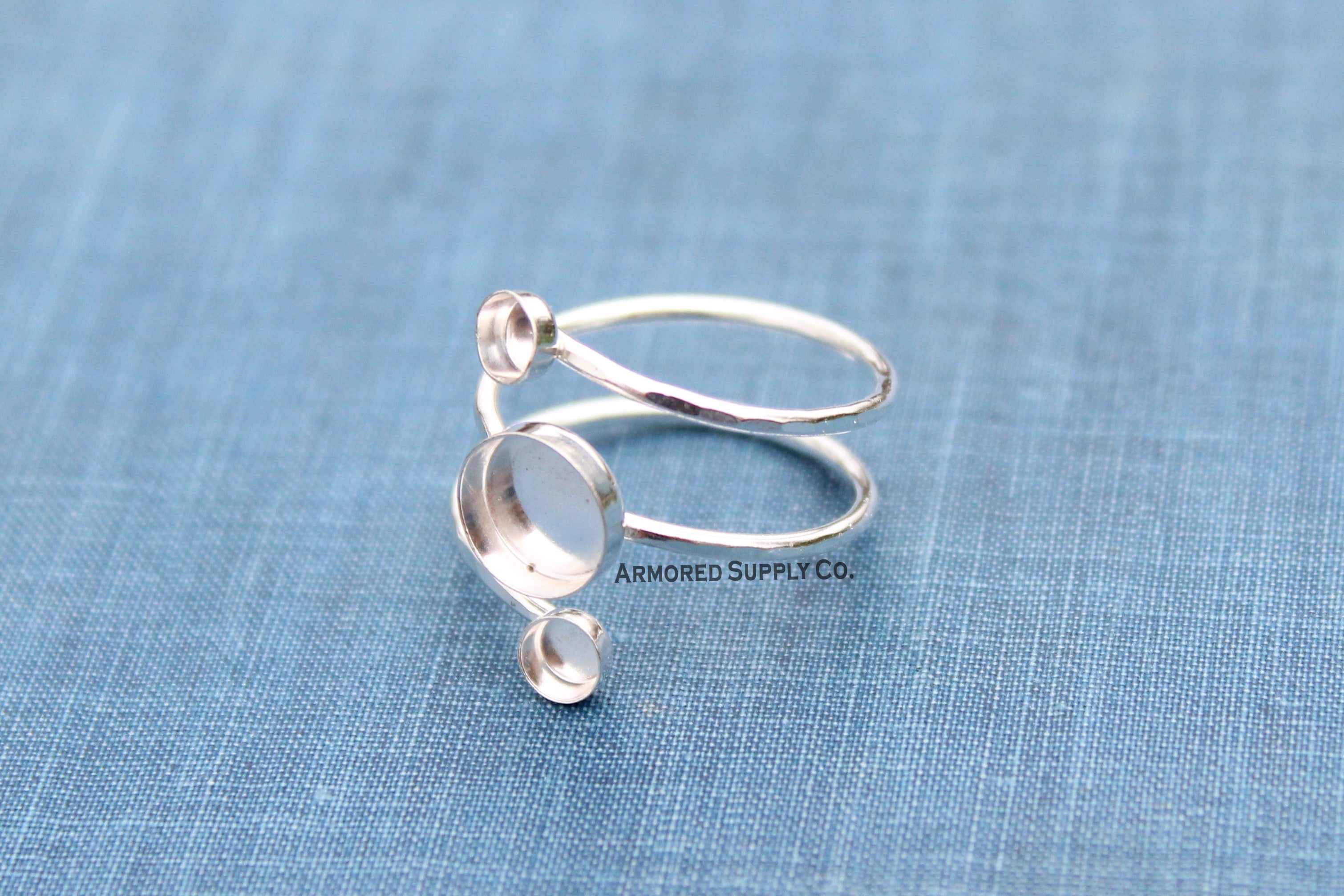 Spiral Ring Triple Bezel Ring Blank Silver