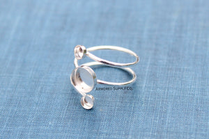 Spiral Ring Triple Bezel Ring Blank Silver