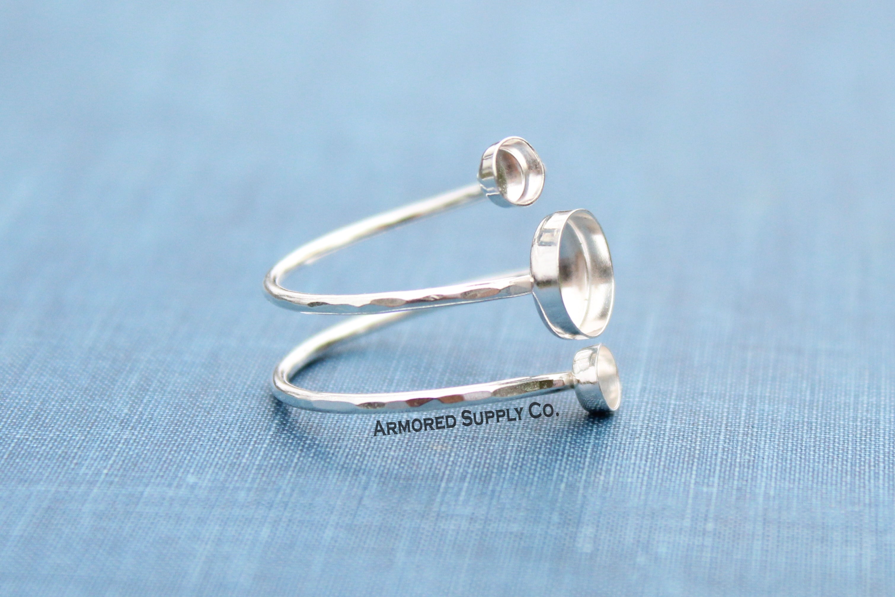 Spiral Ring Triple Bezel Ring Blank Silver