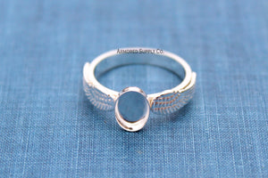 Double Angel Wing Plain Oval Bezel Ring blank