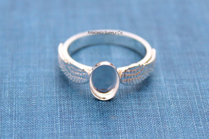 Double Angel Wing Plain Oval Bezel Ring blank