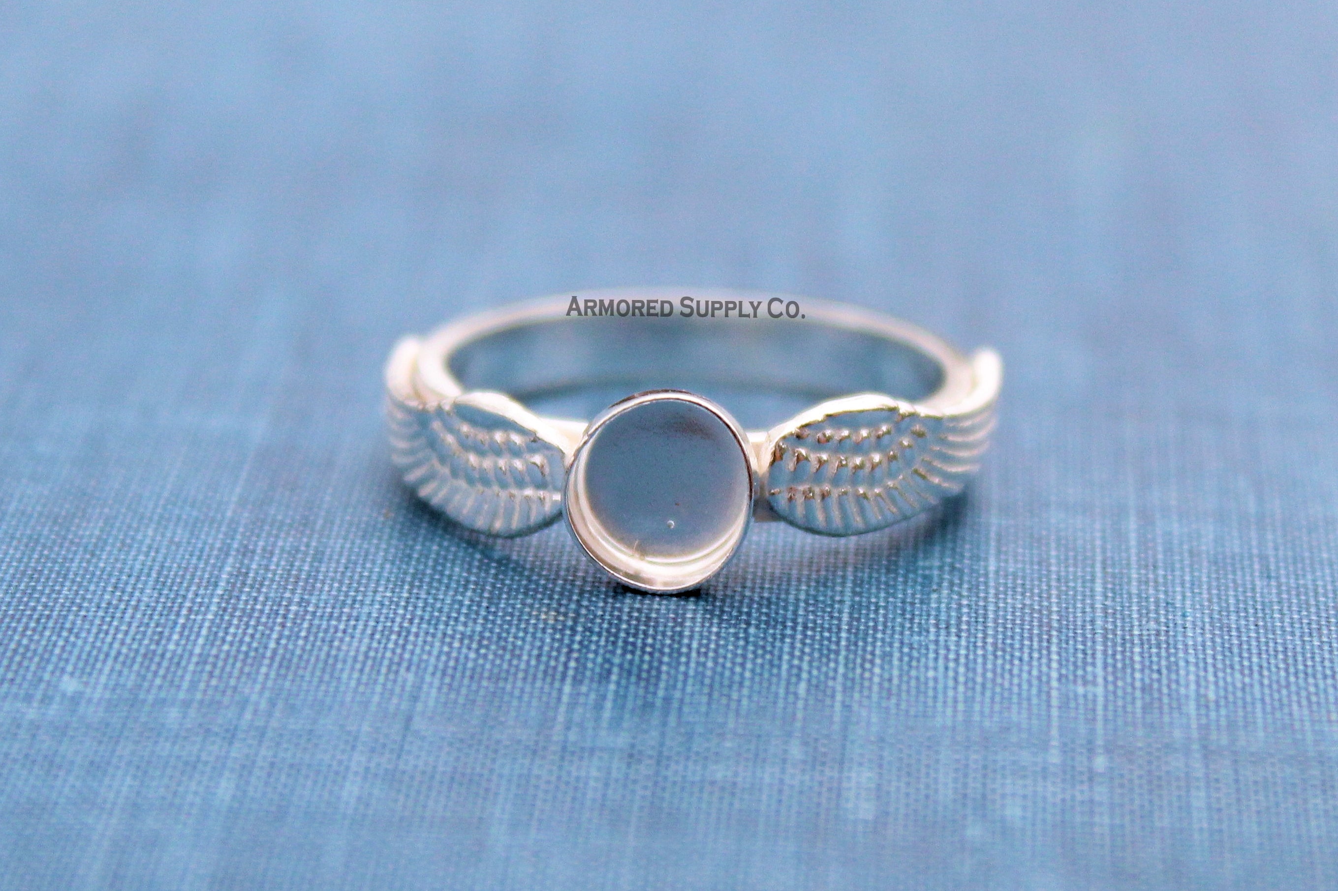 Double Angel Wing Plain Round Bezel Ring Blank