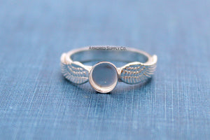 Double Angel Wing Plain Round Bezel Ring Blank
