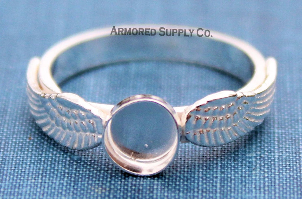 Double Angel Wing Plain Round Bezel Ring Blank