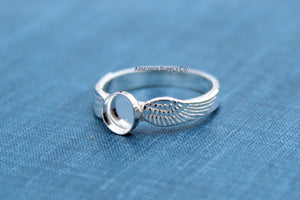 Double Angel Wing Plain Round Bezel Ring Blank