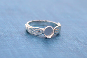 Double Angel Wing Plain Round Bezel Ring Blank